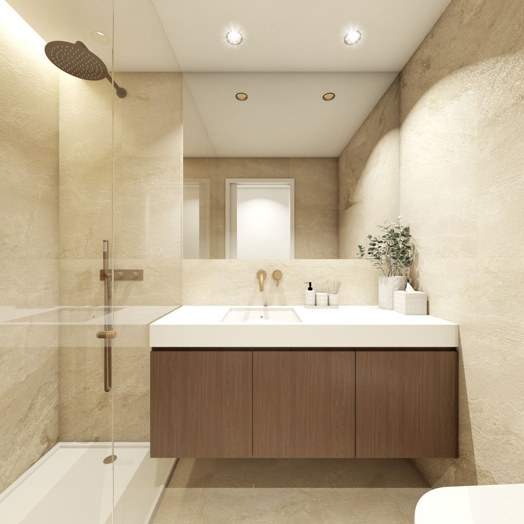 Apartamento T1 - Benfica, NEUTRO ARQUITECTOS NEUTRO ARQUITECTOS 現代浴室設計點子、靈感&圖片