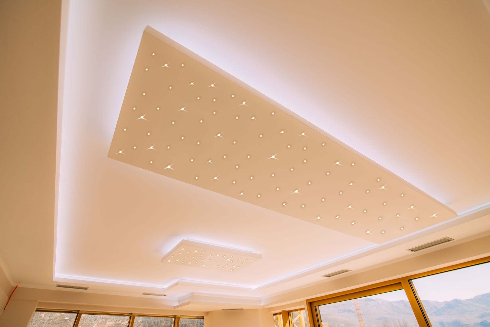 PIXLUM LED Sternenhimmel als abgehängte Decke, PIXLUM LED Sternenhimmel PIXLUM LED Sternenhimmel غرفة المعيشة