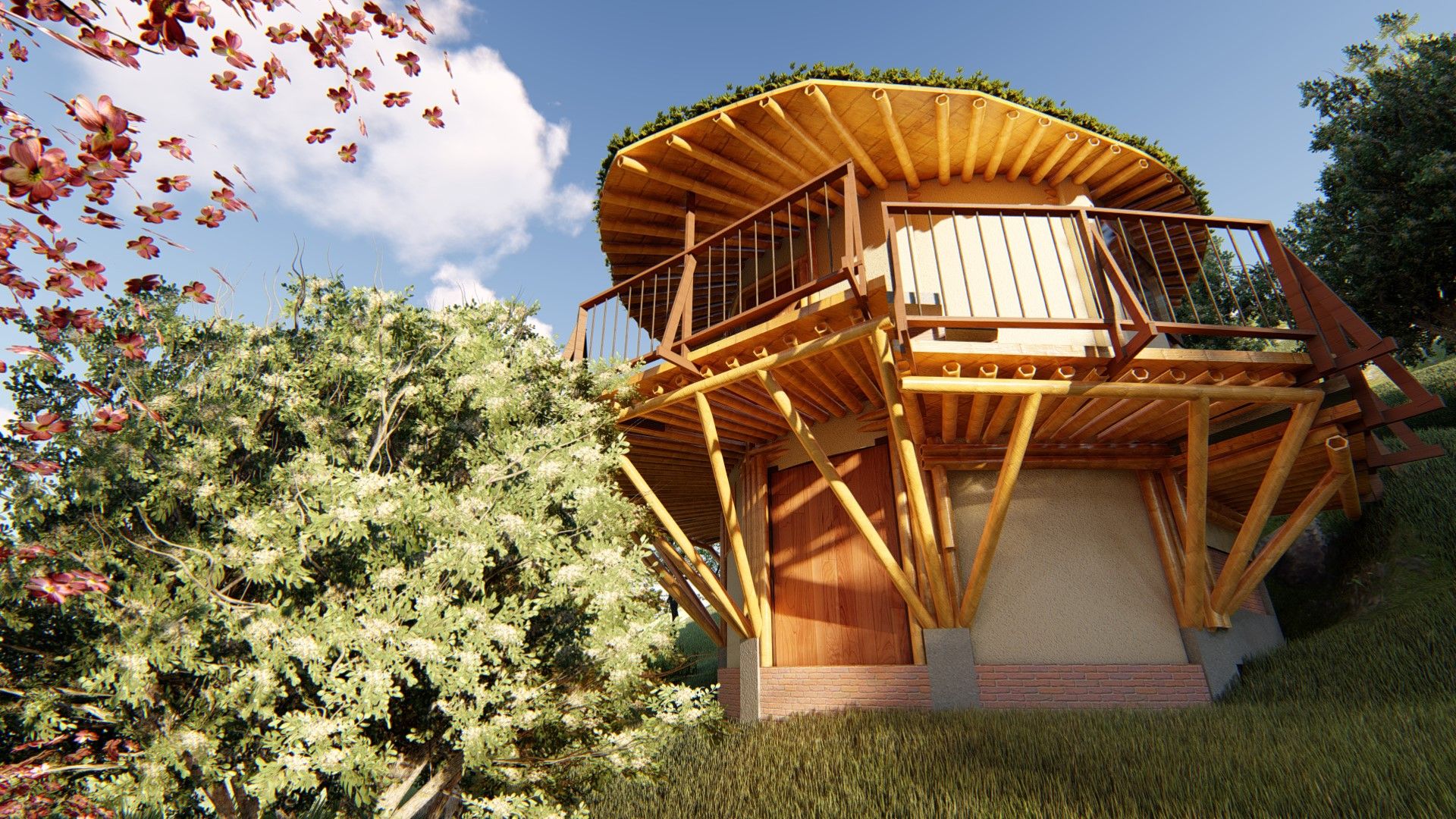 Edificio Bahaoa - Akashaja: Yoga y desarrollo humano, IMZA Arquitectura IMZA Arquitectura Rumah pasif Bambu Green