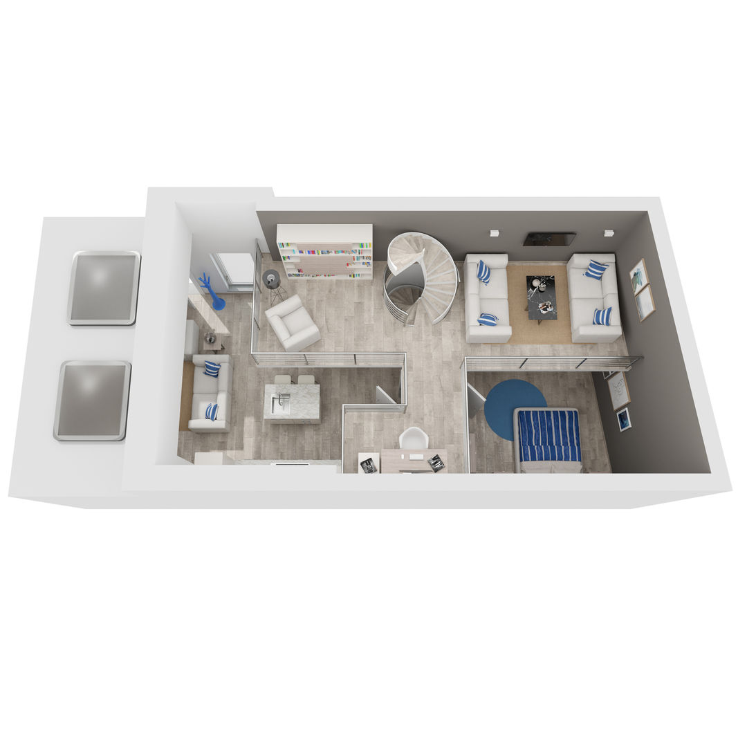 Planimetria 3D di un appartamento con soppalco homify planimetria 3D