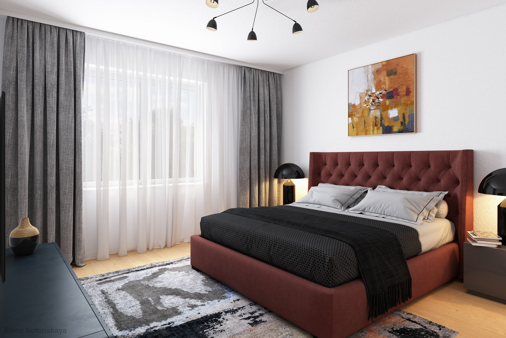 Schlafzimmer 3D Visualisierung, GRIFFEL 3D DESIGN GRIFFEL 3D DESIGN غرفة نوم