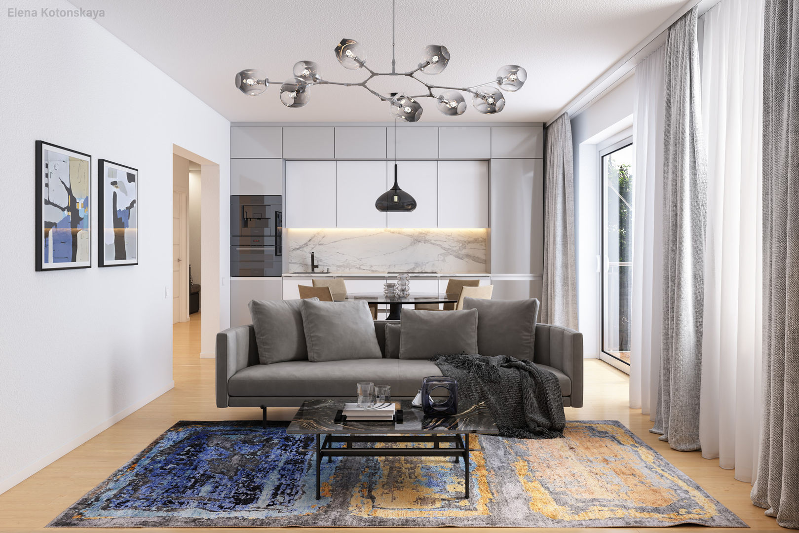 Wohnzimmer 3D Visualisierung, GRIFFEL 3D DESIGN GRIFFEL 3D DESIGN Living room