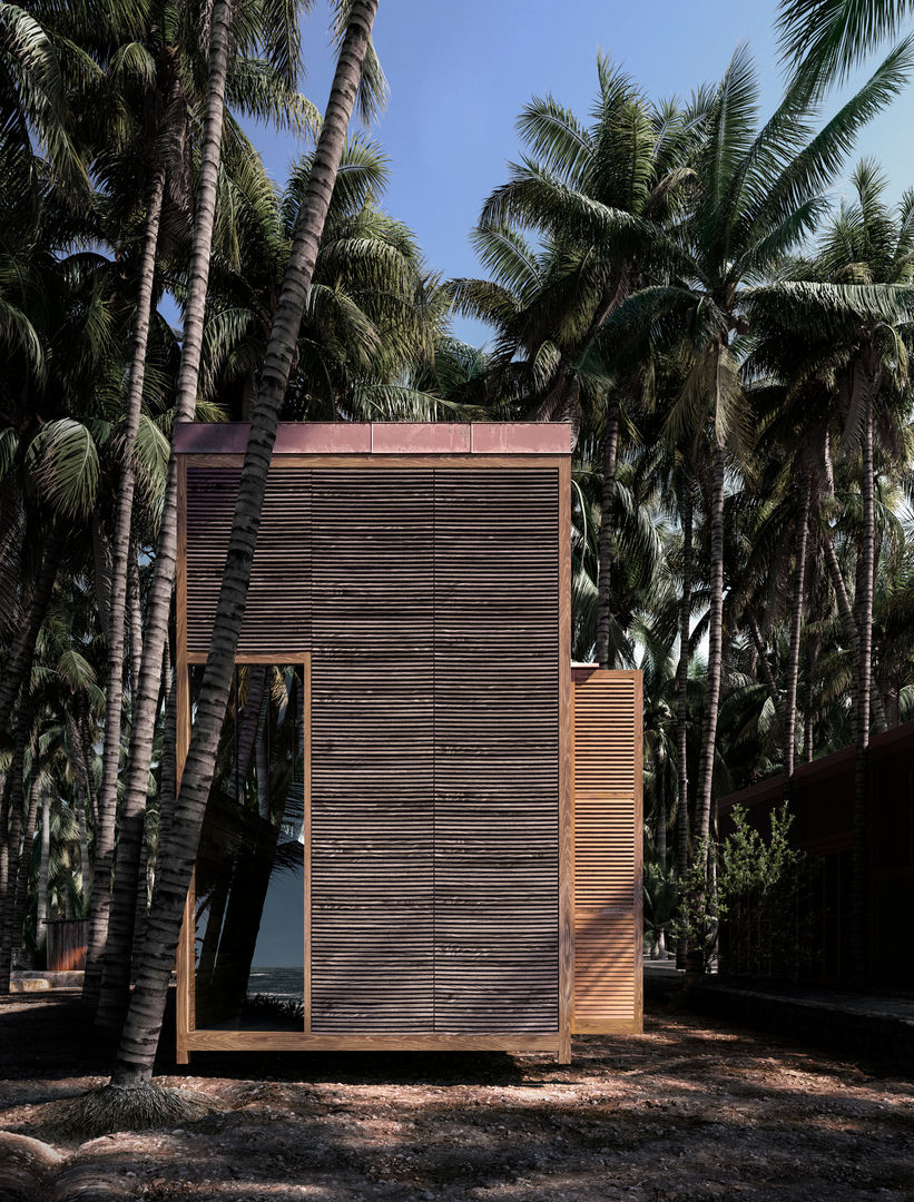 PALMYRA HOUSE DADOMM / Architectural Visualization / Render منزل خشبي خشب Wood effect Render Renders Visualizacion Visualizaciones VIZ CGI Wood Madera Palm Tree Palmera Palms Palmeras India Tropical Fachada Madrid España Spain Europe Europa Sea Mar Sun Sol Escalera Escaleras Stair Stairs Stone Piedra Nature Naturaleza Shadow Sombra Pool Piscina