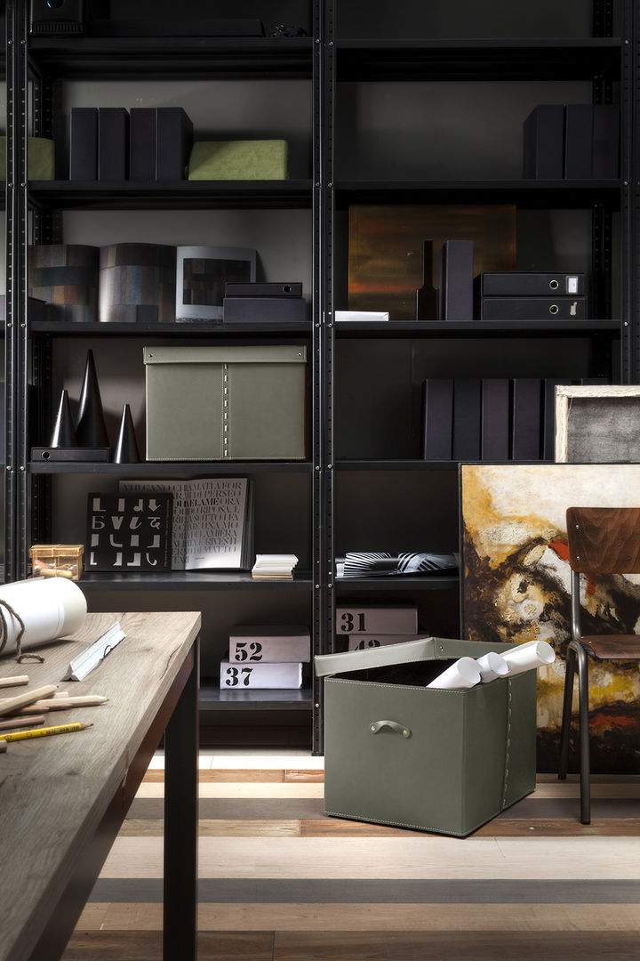 CONTENITORI IN CUIOIO CON COPERCHIO PER CABINA ARMADIO E NON...., Limac Design Limac Design Modern study/office Leather Grey Storage