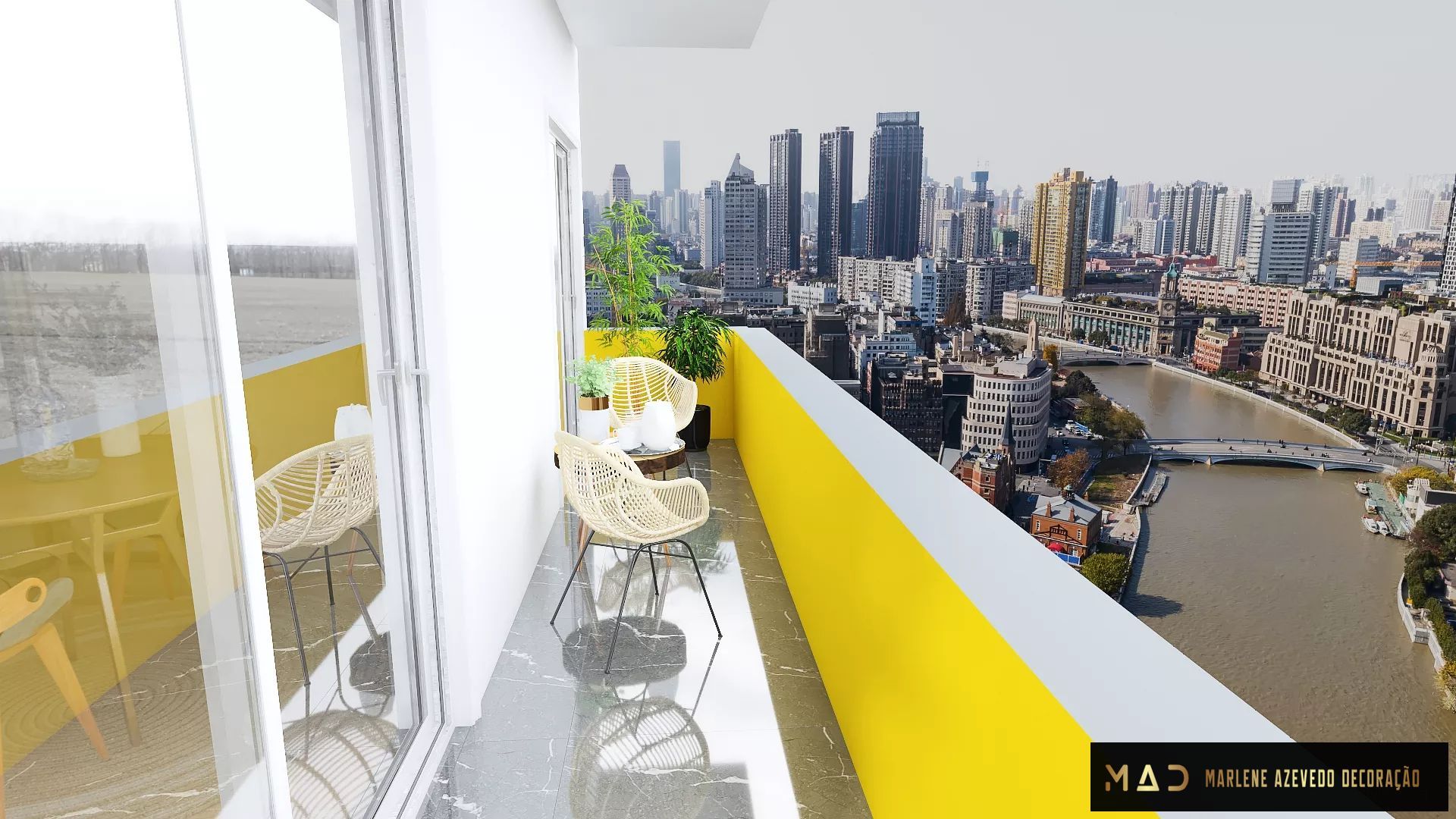 Apartamento Rio de Janeiro, MAD- Marlene Azevedo Decoração MAD- Marlene Azevedo Decoração Balcony ٹائلیں