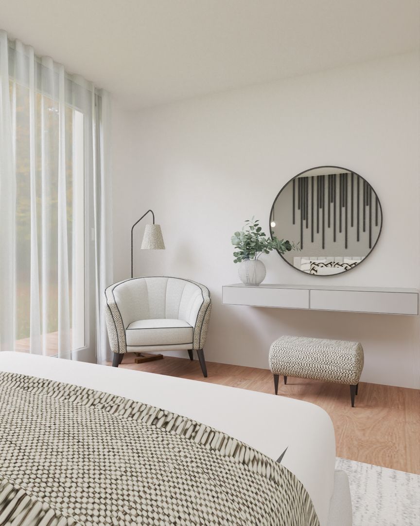 Vivenda | Santa Maria da Feira | PROJETO 3D, Angelourenzzo - Interior Design Angelourenzzo - Interior Design ミニマルスタイルの 寝室