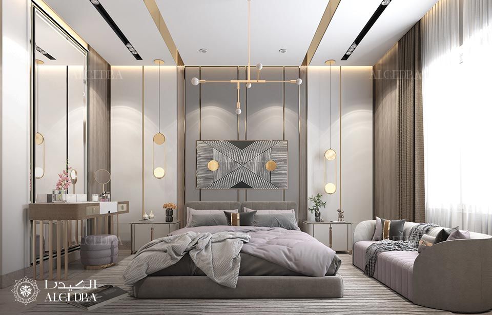 Master bedroom design in Dubai, Algedra Interior Design Algedra Interior Design Dormitorios modernos: Ideas, imágenes y decoración