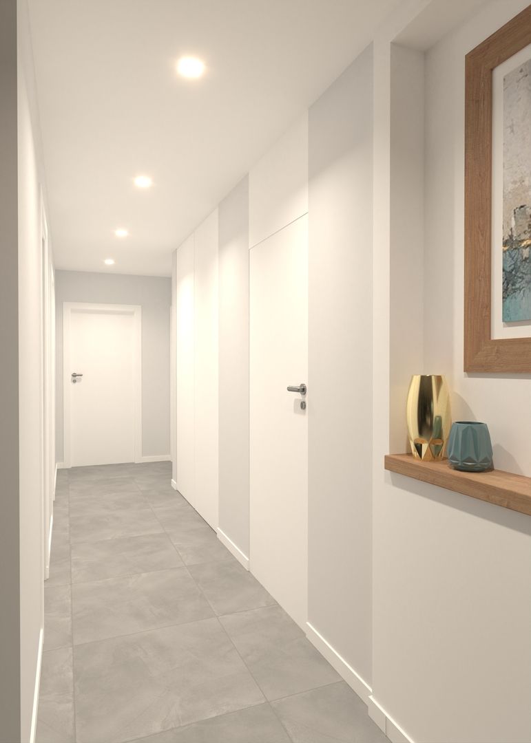 Un progetto di restyling per un appartamento ad Aversa, arch. Lorenzo Criscitiello arch. Lorenzo Criscitiello Modern Corridor, Hallway and Staircase