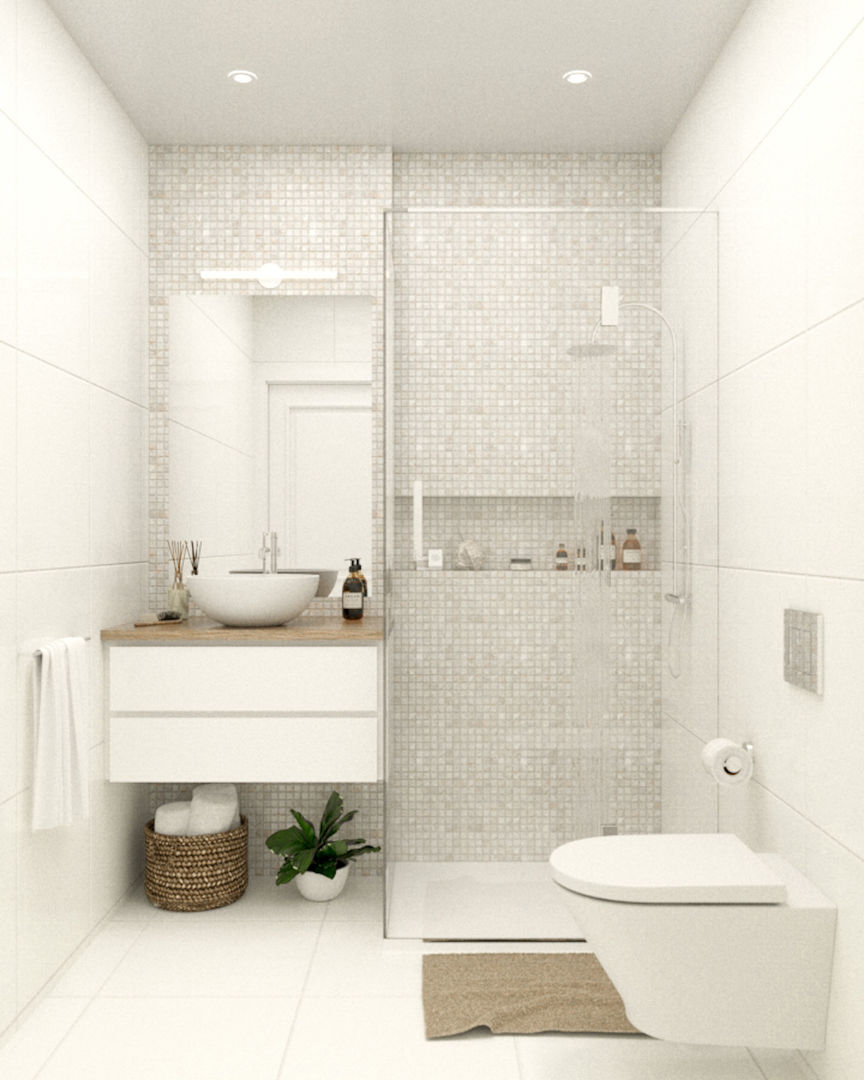 Casa de Banho Social_Proj. Caparica Ginkgo Design Studio Casas de banho modernas Cerâmica