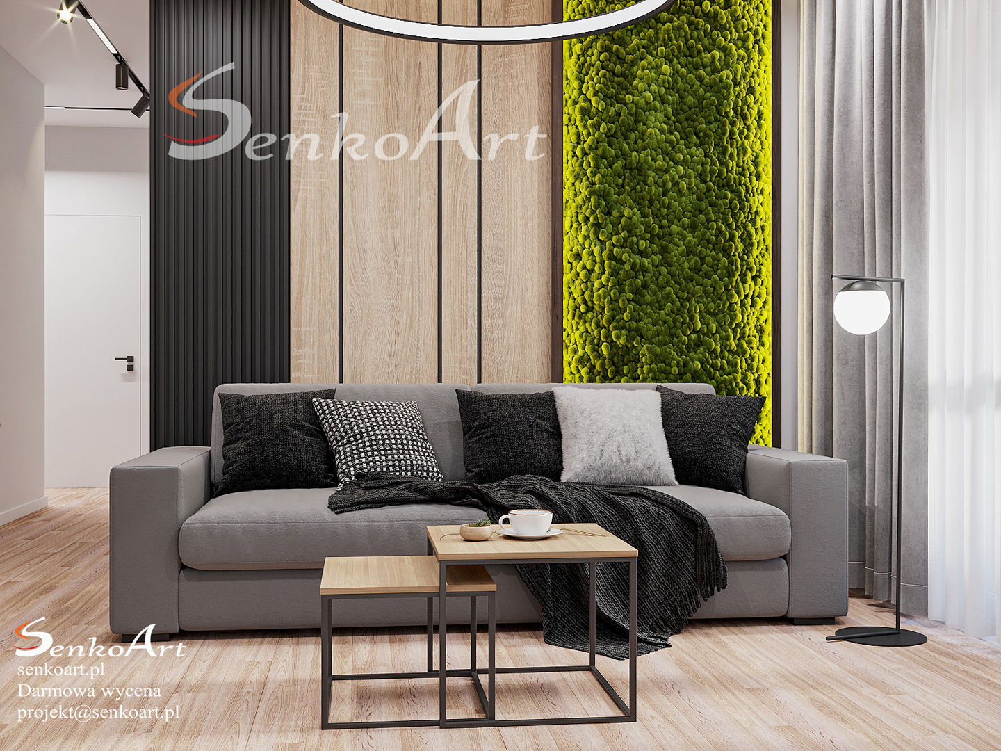 Projekt Kuchni z Salonem w Mieszkaniu, Senkoart Design Senkoart Design Modern living room Wood Wood effect