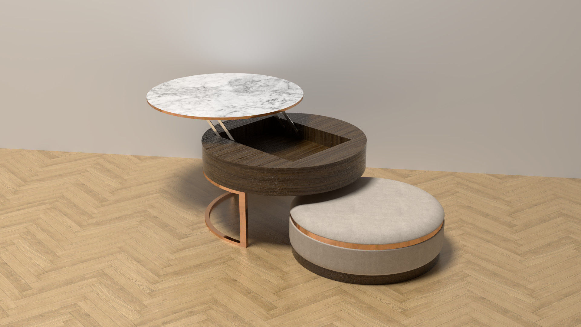 Soggiorno con tavolino regolabile Adagio e credenza Plutos, GD Design GD Design 现代客厅設計點子、靈感 & 圖片
