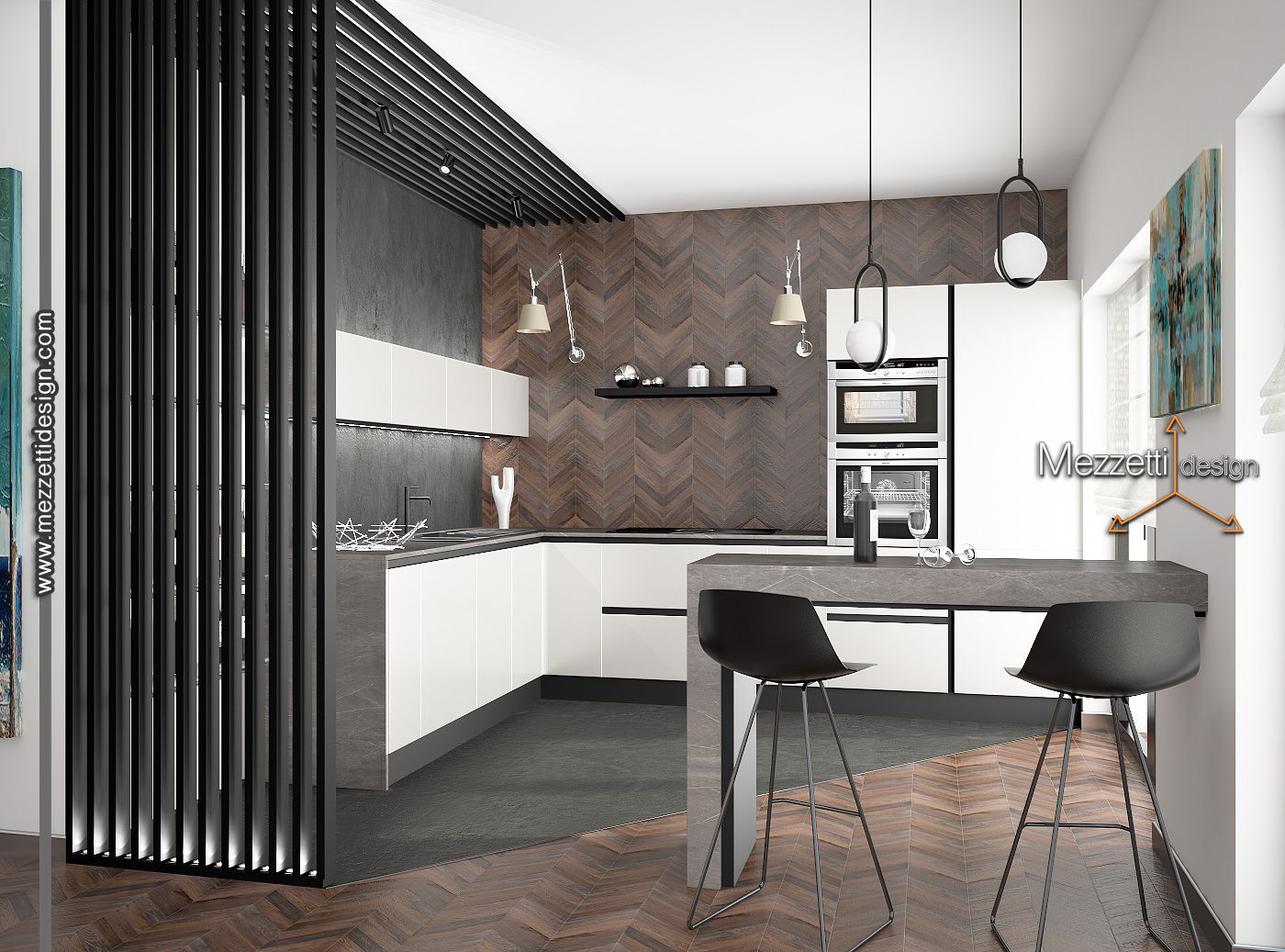 Cucina con isola, Mezzetti design Mezzetti design 置入式廚房 木頭 Wood effect