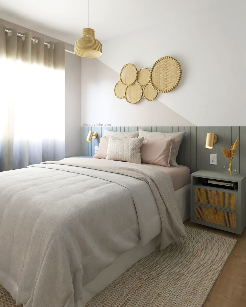 QUARTO BOHO, Jéssica Paiva Interiores Jéssica Paiva Interiores ห้องนอนขนาดเล็ก แผ่น MDF