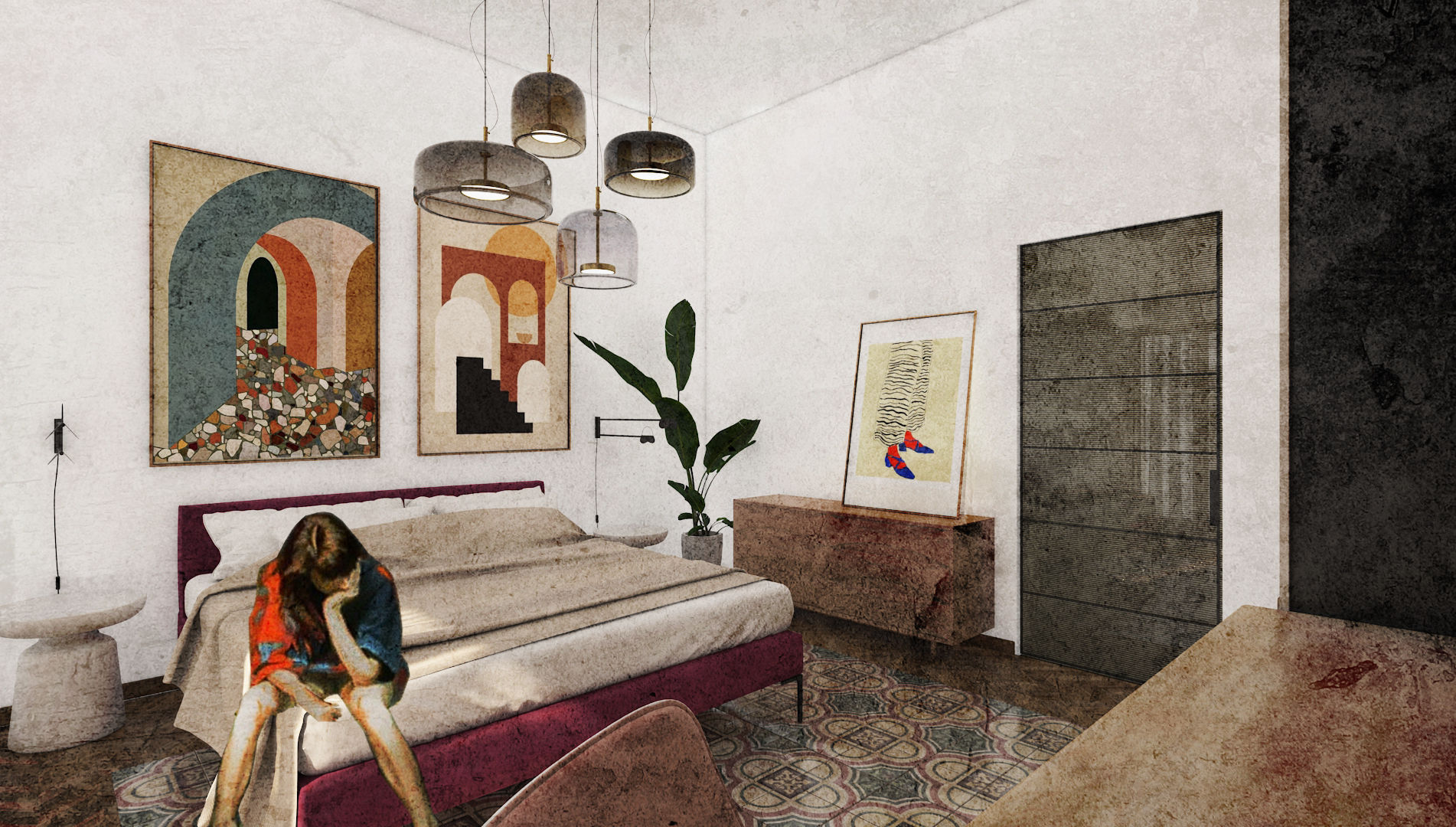 Casa Retrò, MNDA Studio MNDA Studio Small bedroom ٹائلیں