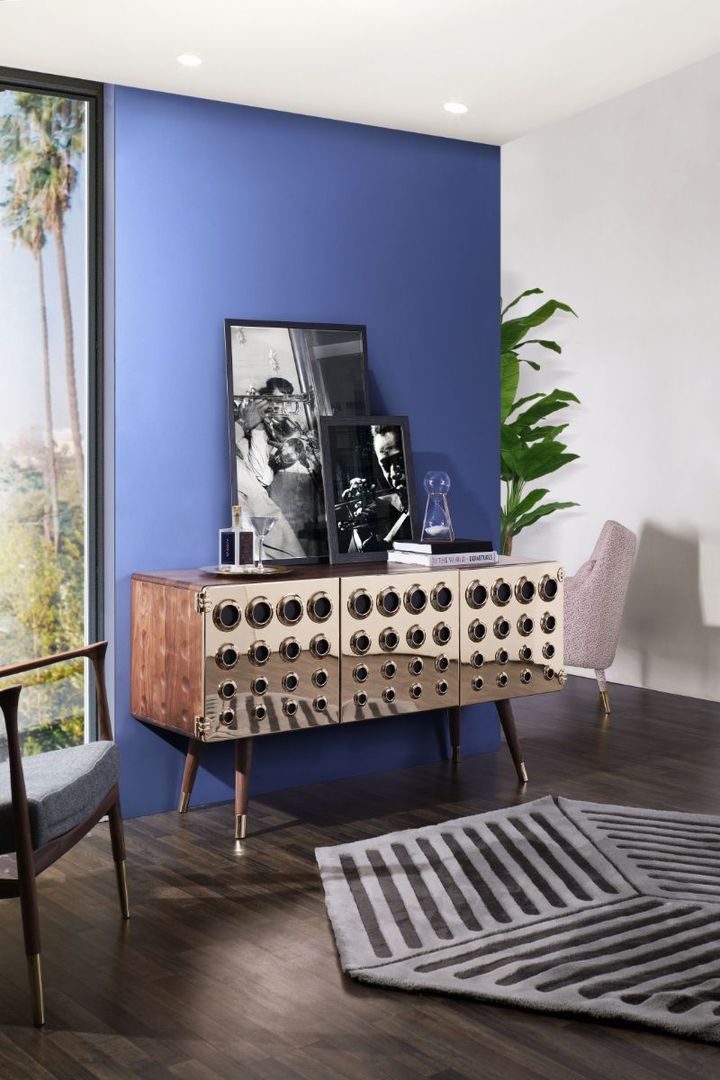 Modern Home Decor With Indigo Blue, Essential Home Essential Home Salones modernos Modern, Design, decor, luxury, decoration, craftsmanship, handmade, handcrafted, inspiration, sophisticated, details, chic, exclusive, interior design, mid-century style, contemporary, high-end, furniture, sideboard