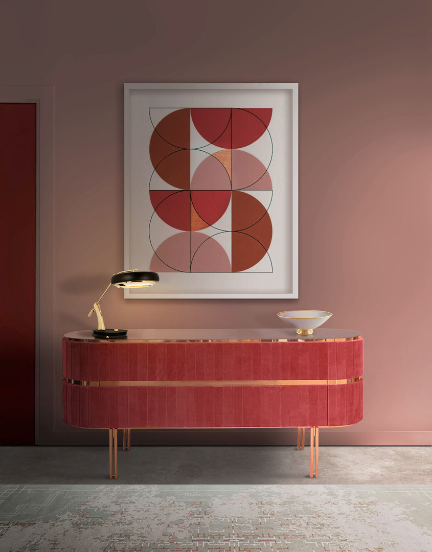 Entrada Essential Home Pasillos, vestíbulos y escaleras modernos Modern, Design, decor, luxury, decoration, craftsmanship, handmade, handcrafted, inspiration, sophisticated, details, chic, exclusive, interior design, mid-century style, contemporary, high-end, furniture, entryway, sideboard