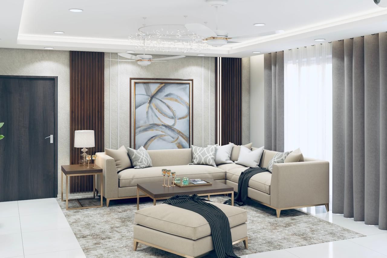 Living room designed in light beige color theme homify Modern living room living room designs, accent wall in living room , highlight wall in living room