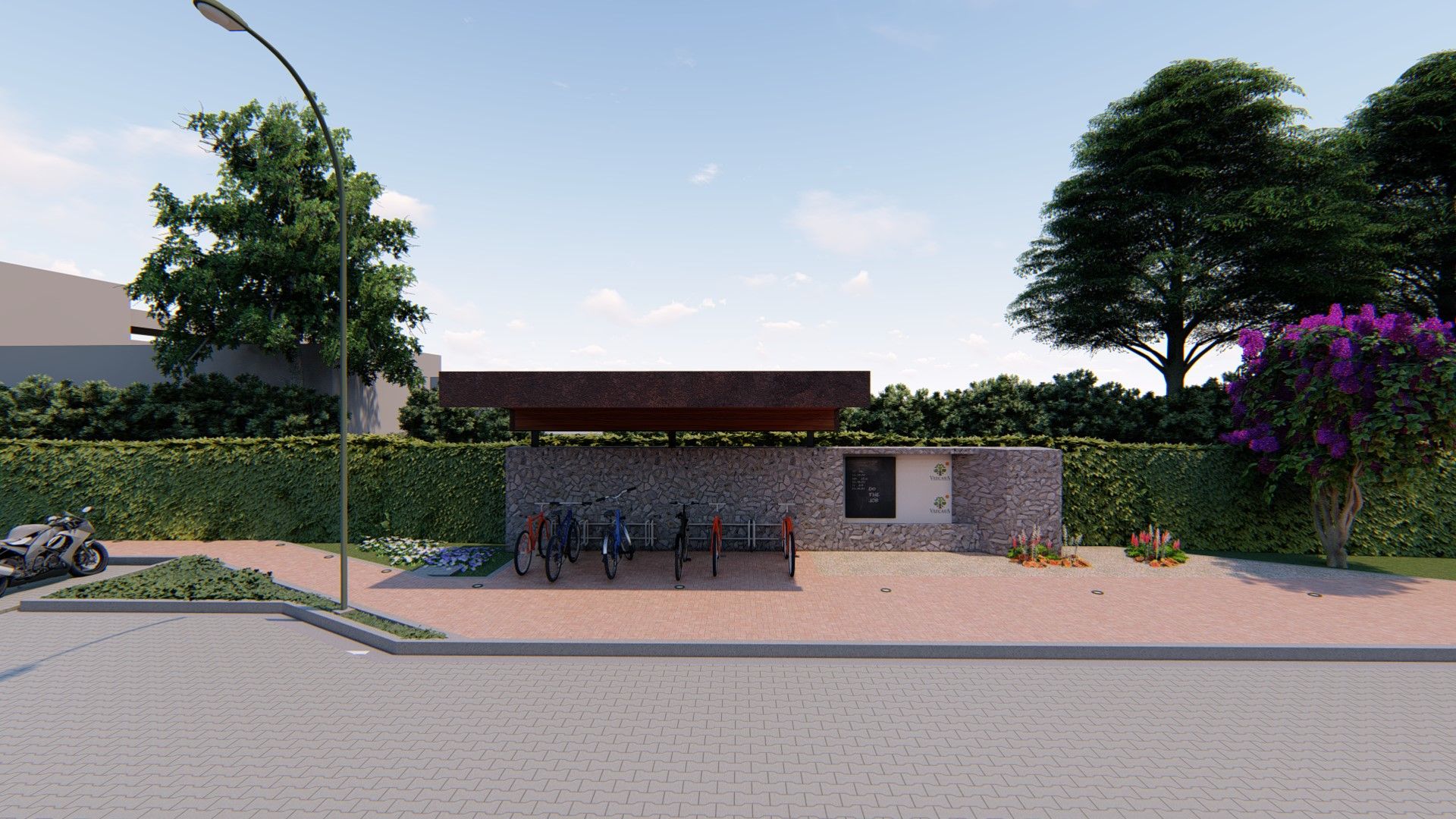 Diseño de una Portería para un condominio Campestre en Cota - Cundinamarca, CONCEPTUAL ESTUDIO + ARQUITECTURA SAS CONCEPTUAL ESTUDIO + ARQUITECTURA SAS Carport Stone