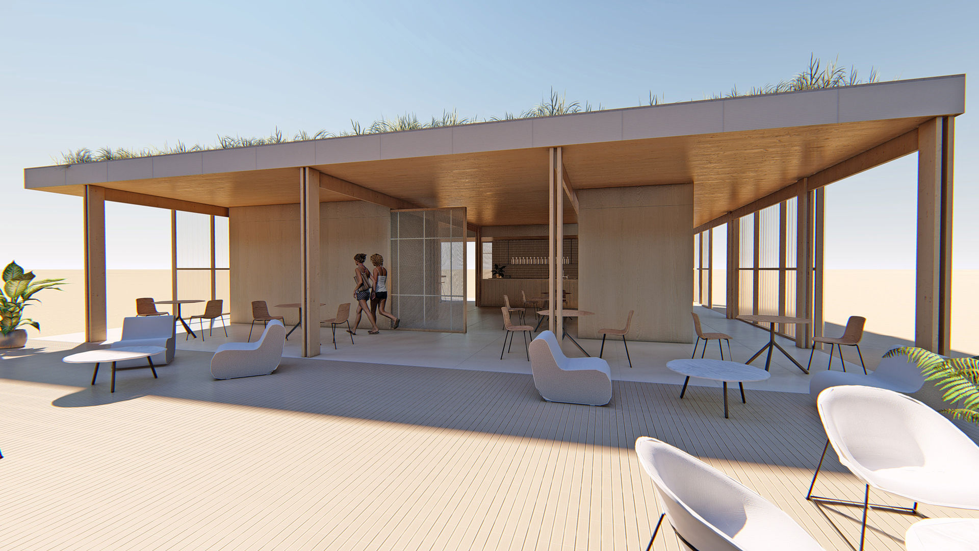 Eficiente energéticamente Arquitectura Sostenible e Interiorismo | a-nat Casas de madera chiringuito, madera, sostenible, cubierta verde