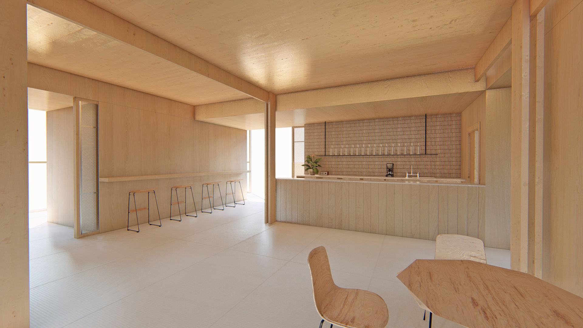 Interior de madera natural Arquitectura Sostenible e Interiorismo | a-nat Casas de madera chiringuito, madera, sostenible, cubierta verde