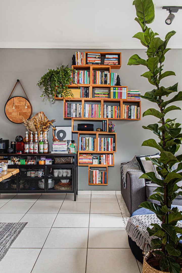 composição de nichos como estante para livros 📚🌿 viz arquitetura Paredes e pisos ecléticos Multi colorido estante, livros, sala, biblioteca