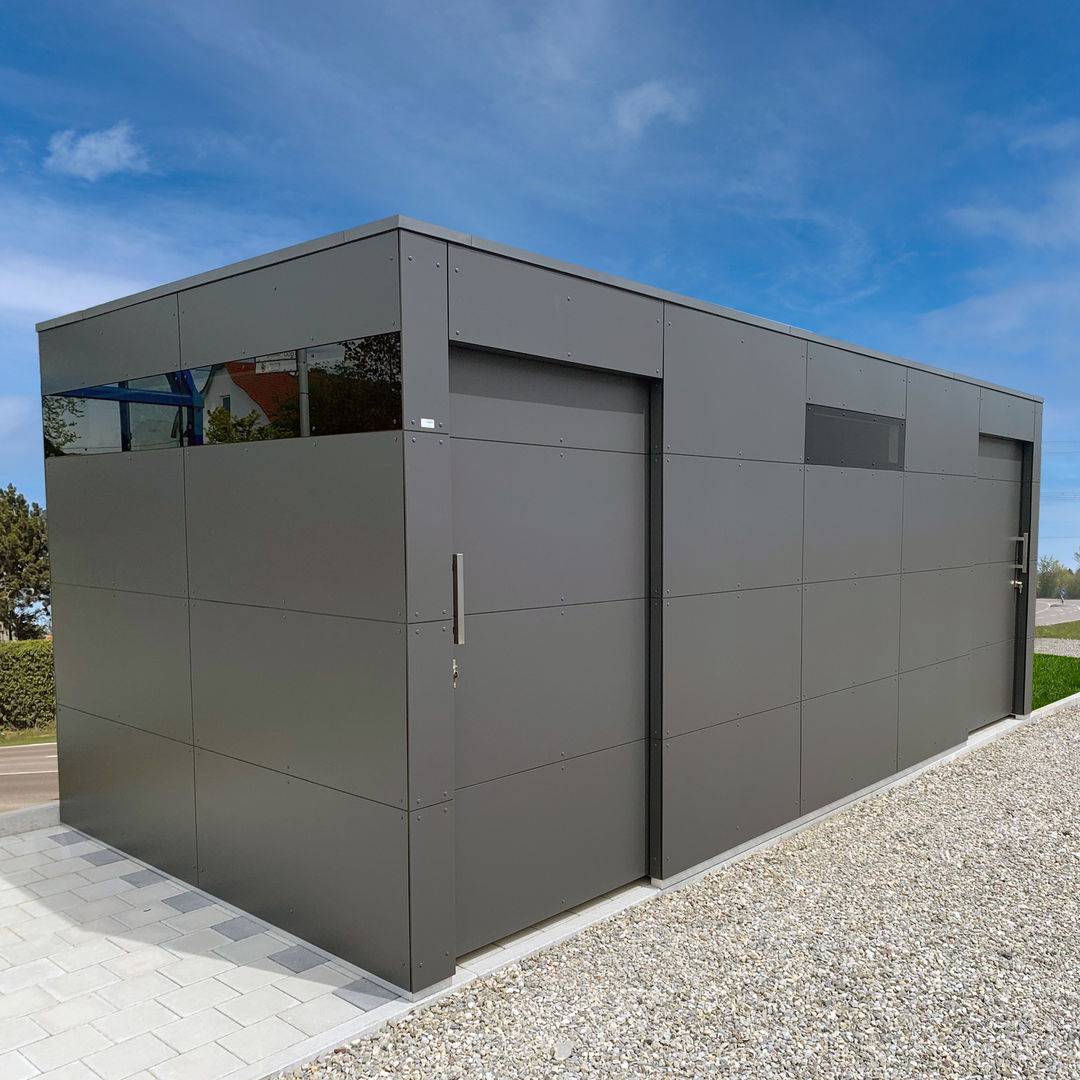 Design Gartenhaus HPL von nogabo in Nersingen homify Bahçe kulübesi Garaj & Kulübeler