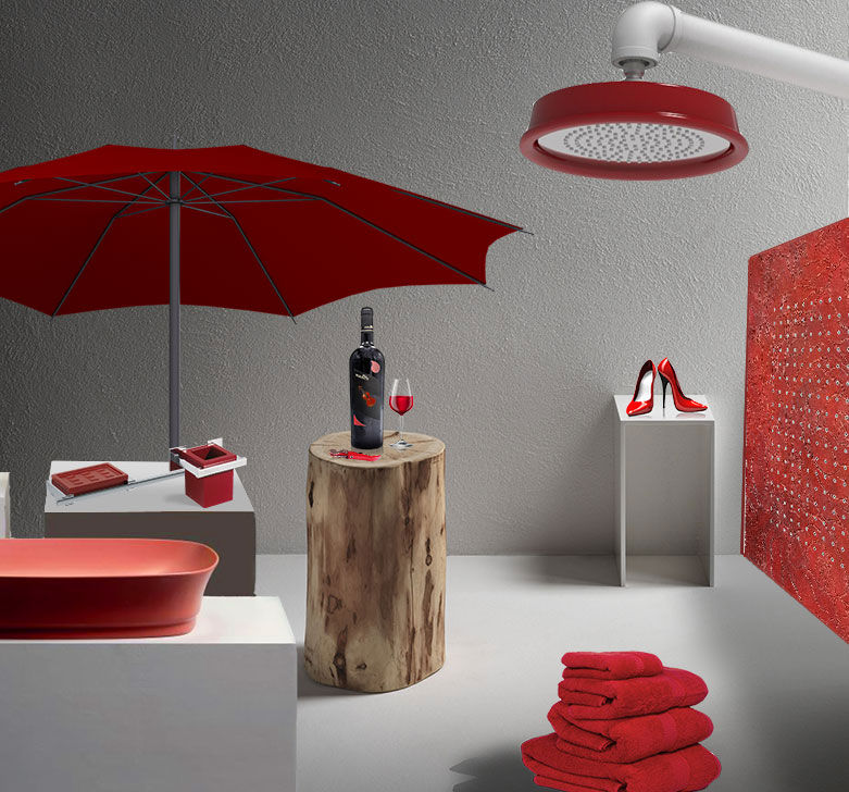 L'emozione del rosso nell'ambiente bagno, Charm Bathroom Charm Bathroom 現代浴室設計點子、靈感&圖片 陶器