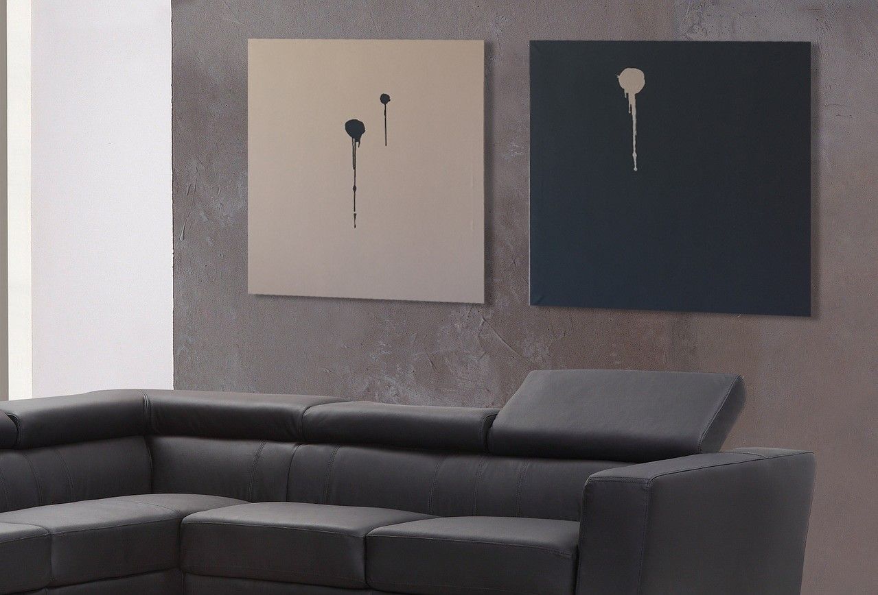 Quadri Astratti Moderni Su Tela, 3 Pezzi 40,6x61 Cm, Sfumature Blu, Bianco E Grigio, Cornice Inclusa, Per Soggiorno E Ufficio