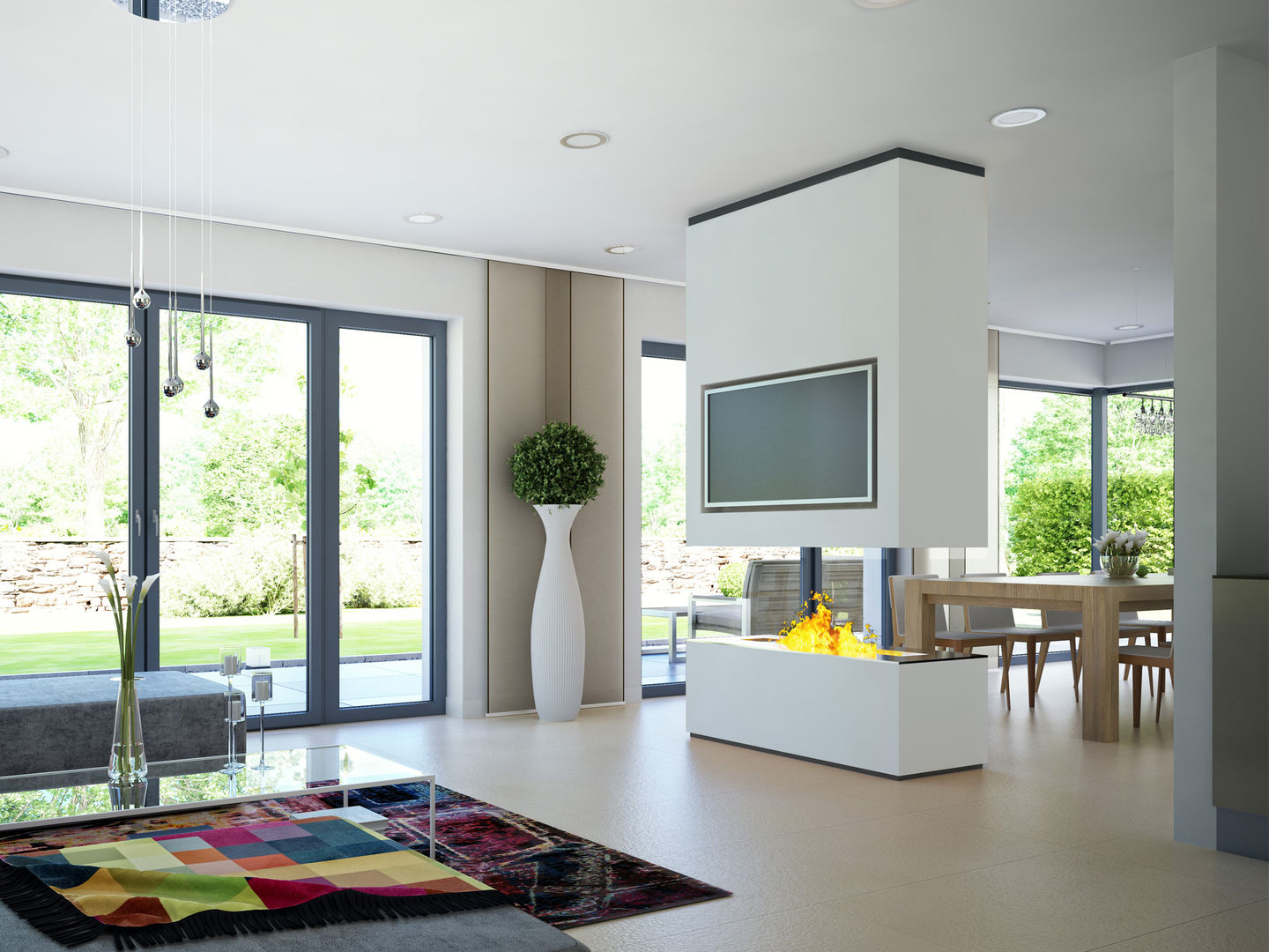 Wohnen und Arbeiten im modularen Plus-Energie-Haus, Bien-Zenker Bien-Zenker Modern living room