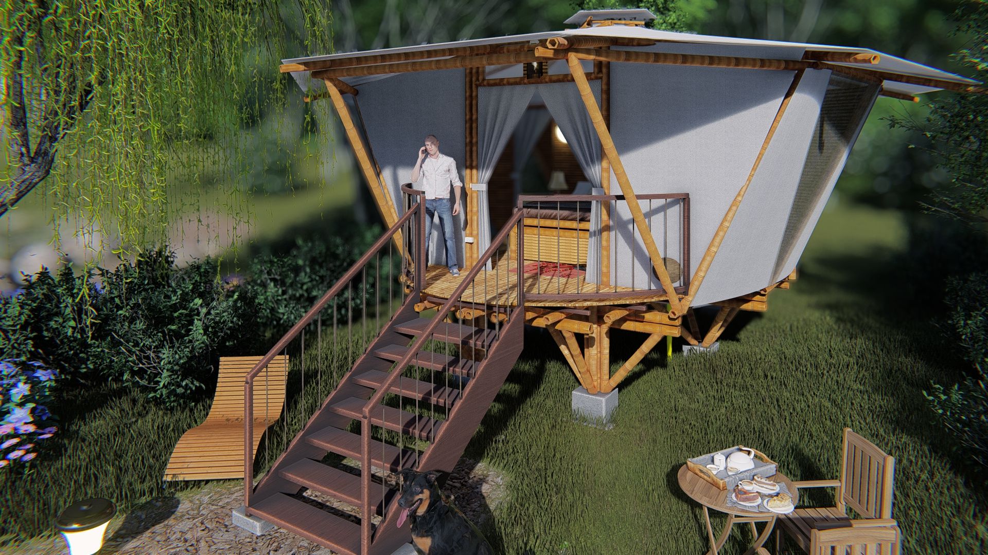 Glamping GUE II, IMZA Arquitectura IMZA Arquitectura Rumah kecil Bambu Green