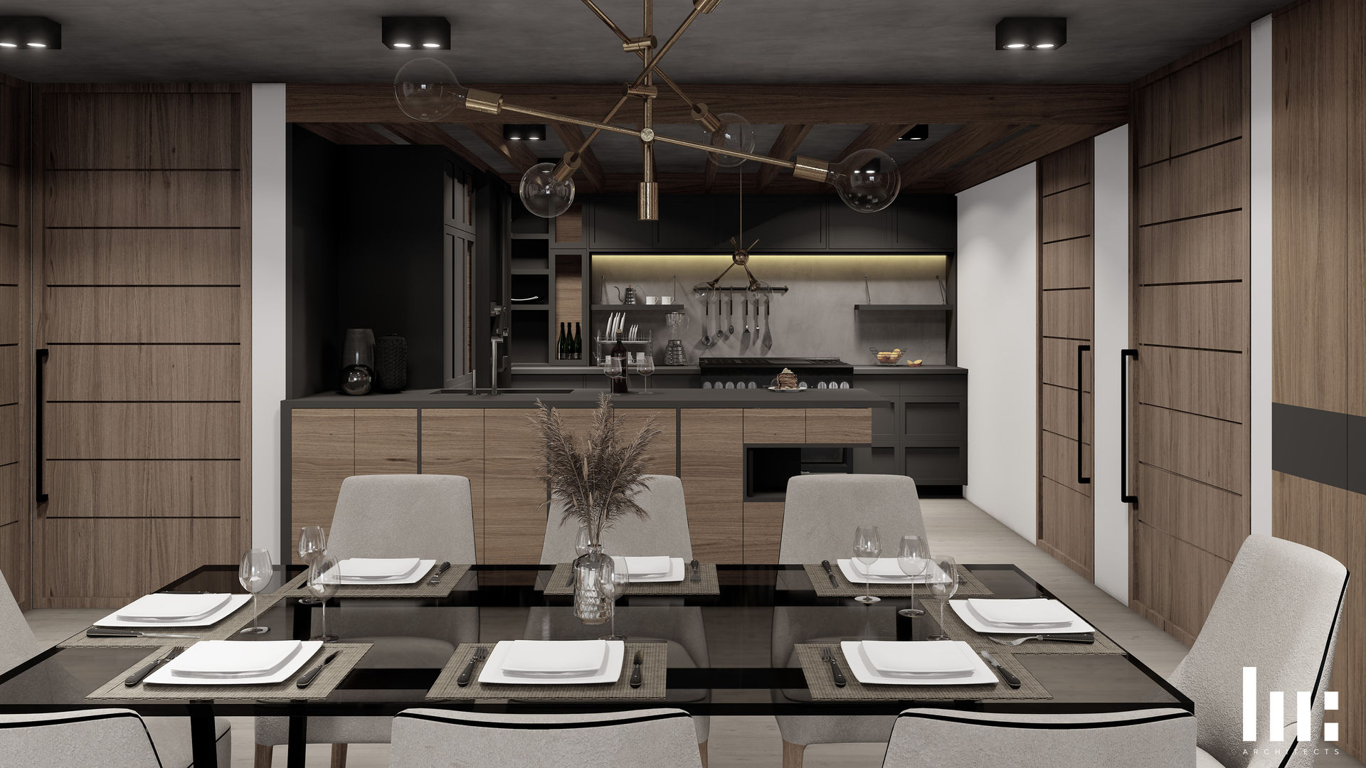 Apartamento AC- G8, HC Arquitecto HC Arquitecto Industrial style dining room Wood Wood effect