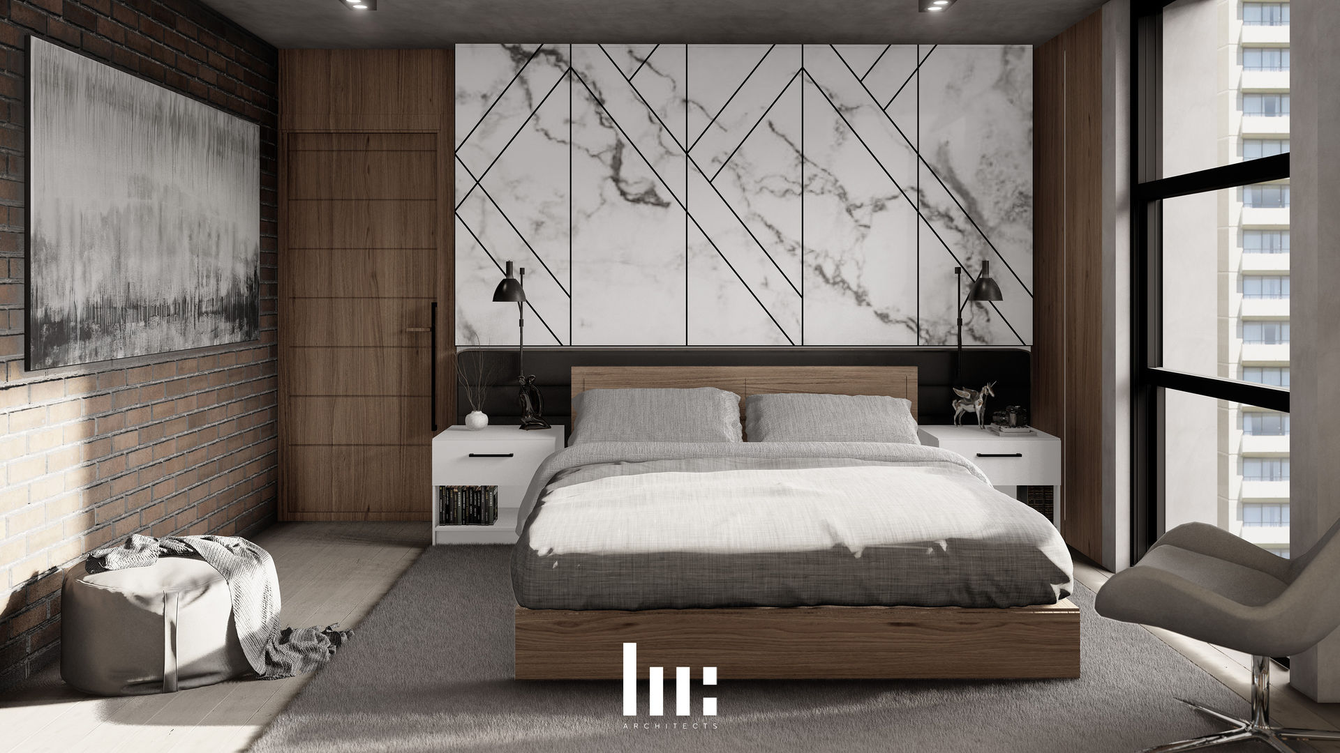 Apartamento AC- G8, HC Arquitecto HC Arquitecto Industrial style bedroom Marble