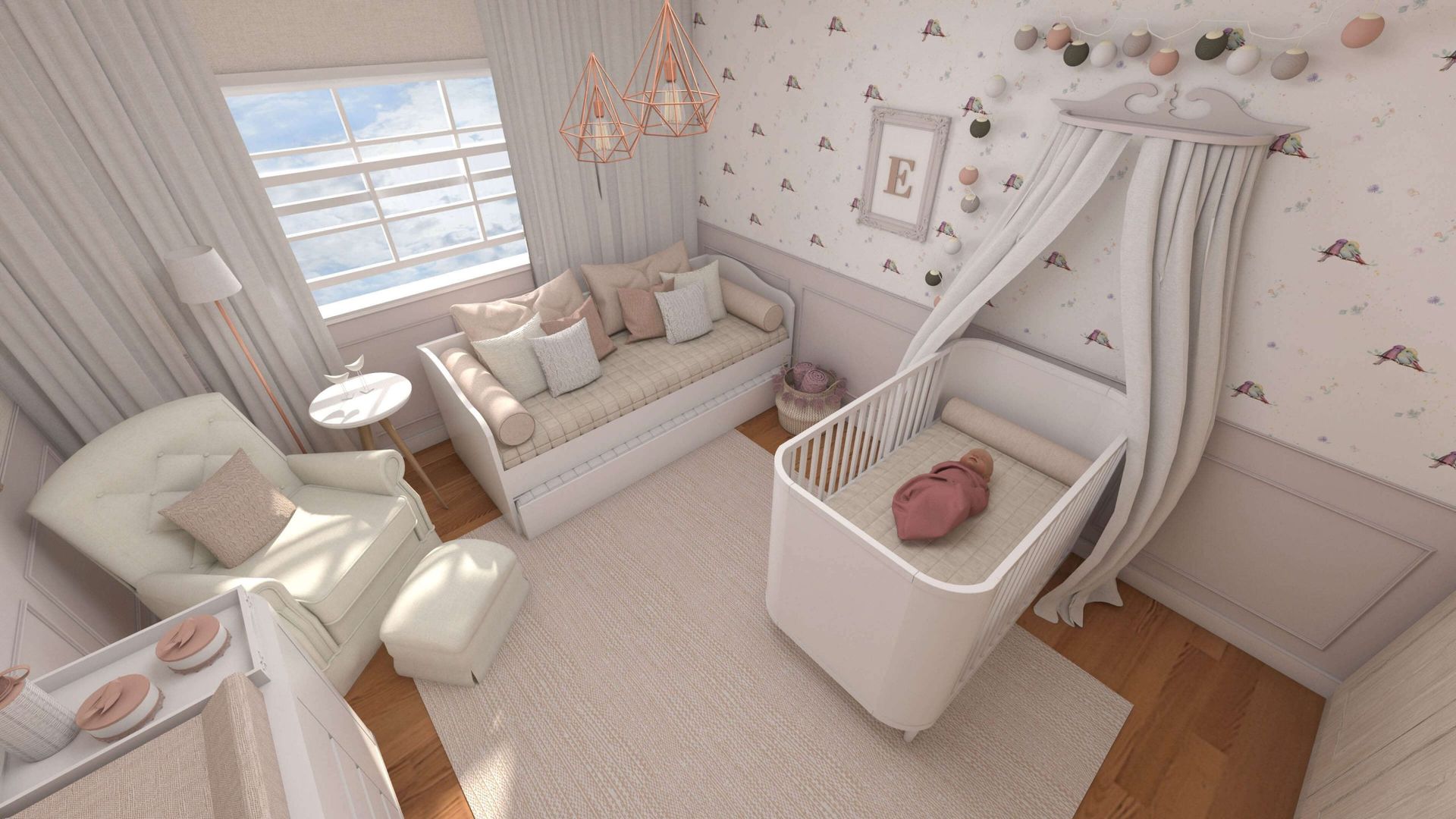 QUARTO HALINA, Studio Side Arquitetura e Interiores Studio Side Arquitetura e Interiores Baby room Wood Wood effect