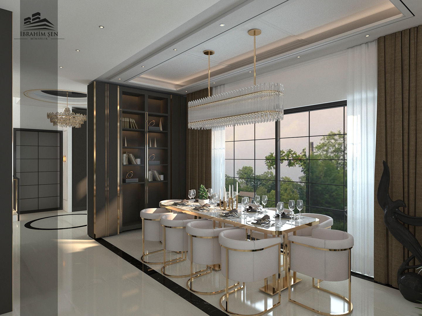 İbrahim Şen Mimarlık Villa İç Mekan Tasarım Projeleri, İBRAHİM ŞEN MİMARLIK İBRAHİM ŞEN MİMARLIK Modern dining room