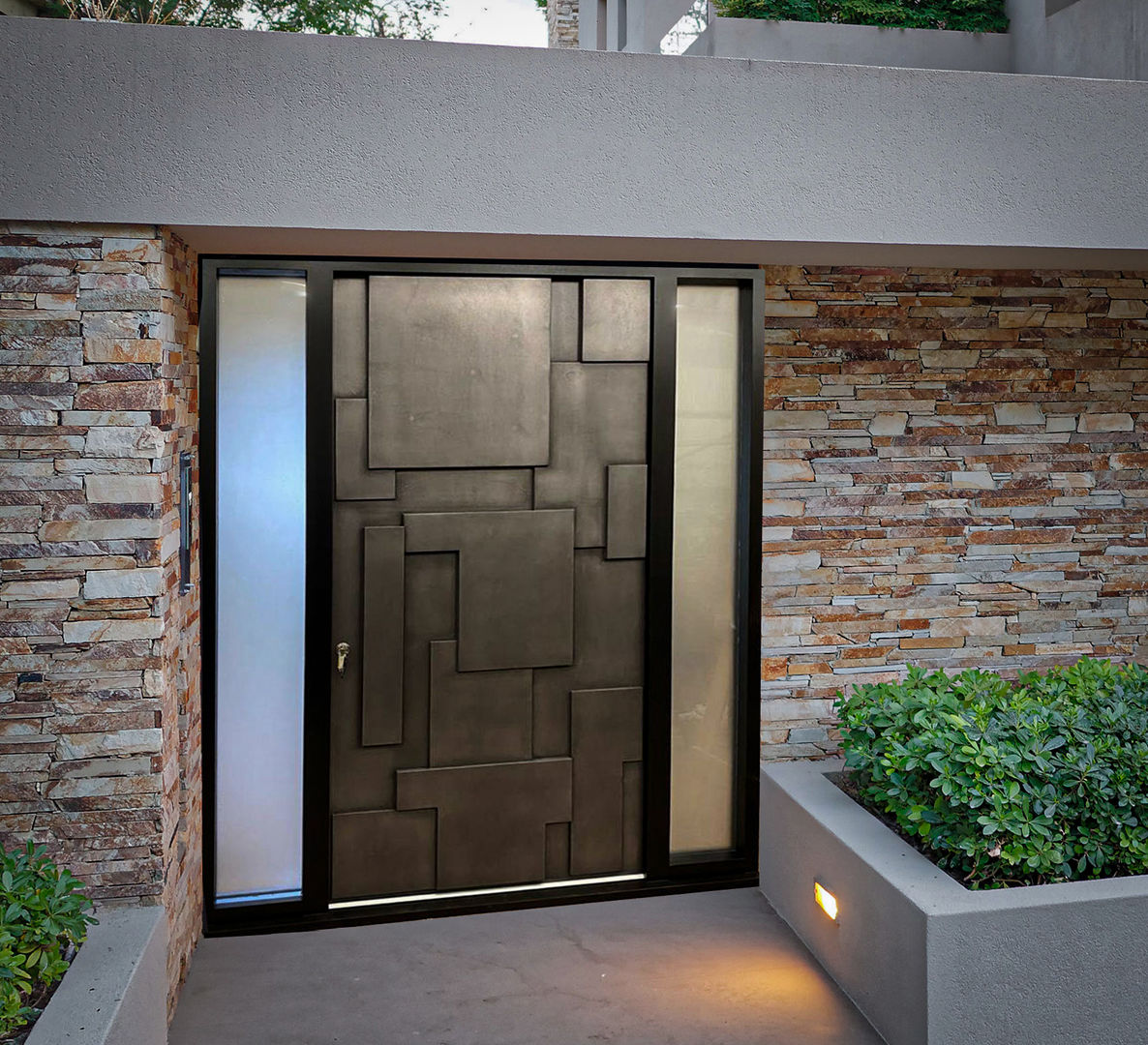 Gun Metal Front Entrance Door Camel Glass Puertas de entrada Aluminio/Cinc Front door, Entrance Door, Pivot Door, Gun Metal