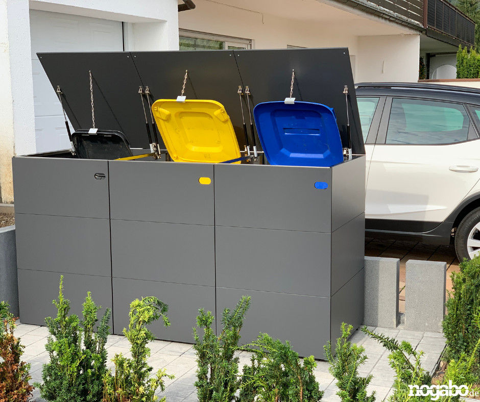 HPL Design Mülltonnenbox Ares von nogabo homify Ön avlu Mülltonnenbox,Mülltonnenhaus,Müllbox,HPL,Garten,Vorgarten