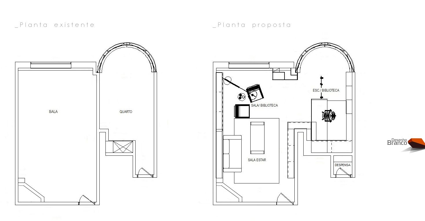 Projeto e Execução_Reabilitação Sala e Escritório, Desenho Branco Desenho Branco