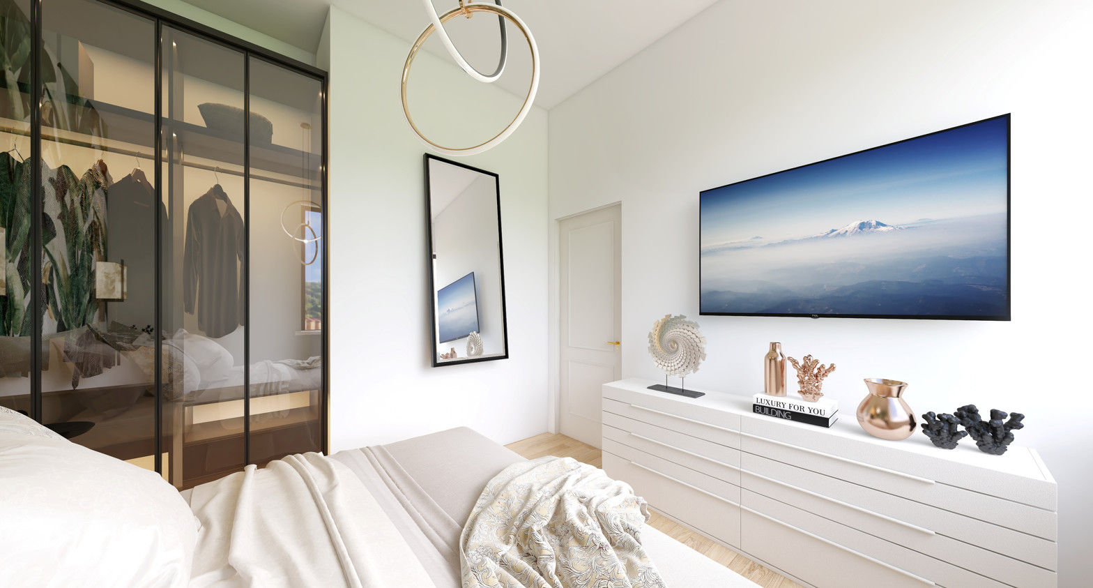 Prospettiva camera da letto L&M design di Cinzia Marelli Camera da letto piccola arredamento moderno,mobili in Brianza ,arredamento a Milano,camera ,canera matrimoniale