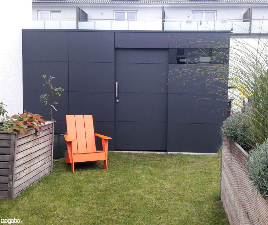HPL Design Gartenhaus von nogabo in Hamburg homify Bahçe kulübesi Gartenhaus, Poolhaus, HPL, Design, modern, Anthrazit, kaufen ,Gerätehaus