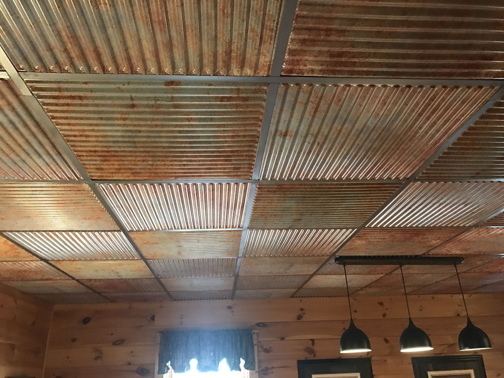 Basement Rustic Ceiling tiles Decoraids Industrial style media room Accessories & decoration