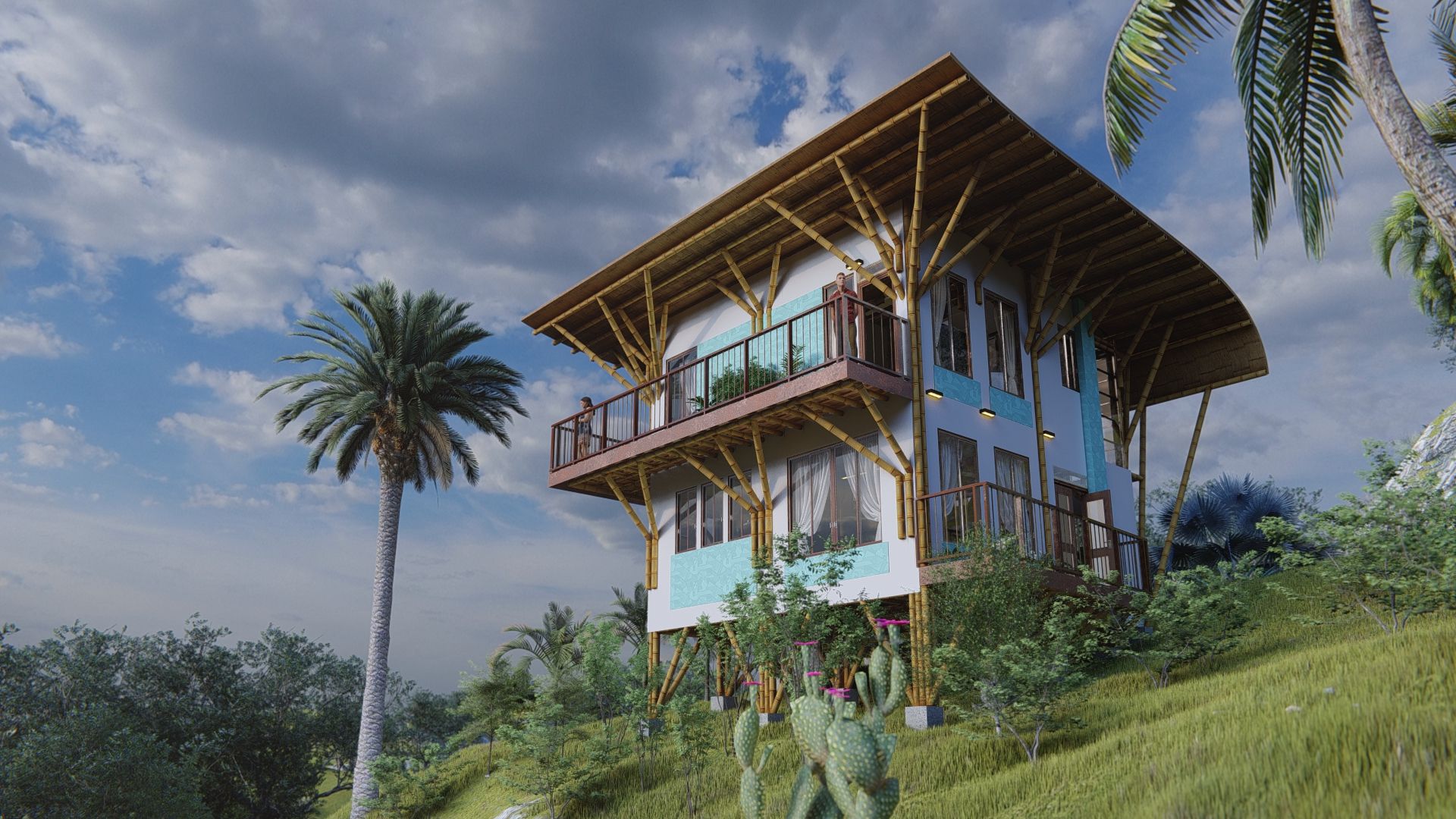 Casa NEIA III, IMZA Arquitectura IMZA Arquitectura Tropical style houses Bamboo Green