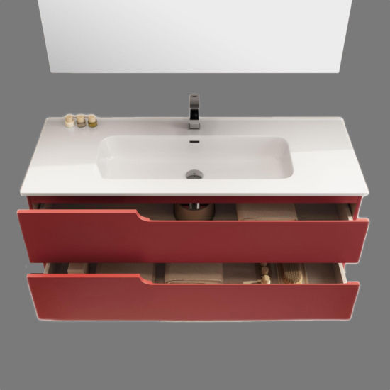 Mobile bagno con due cassetti colore rosso Bagno Italia Bagno moderno MDF mobile, bagno, arredo, moderno, sospeso, cassetto, lavabo, specchio,Bagno di servizio