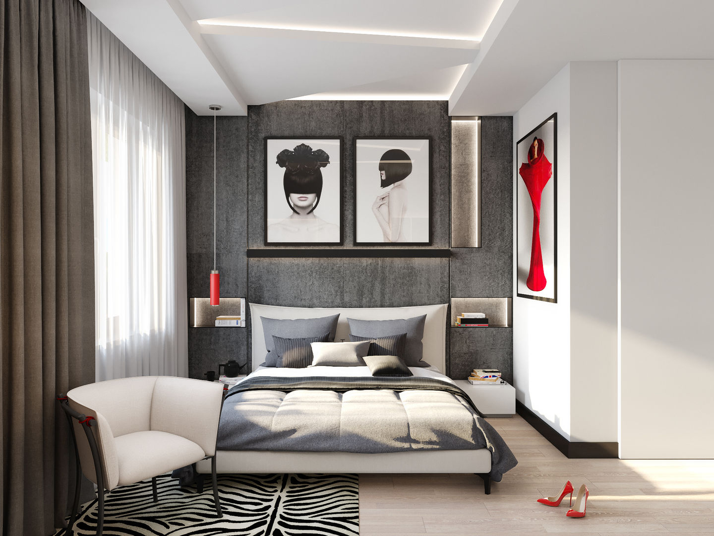 Progetto di interni per un hotel alla moda a Roma, SDesign SDesign Moderne slaapkamers