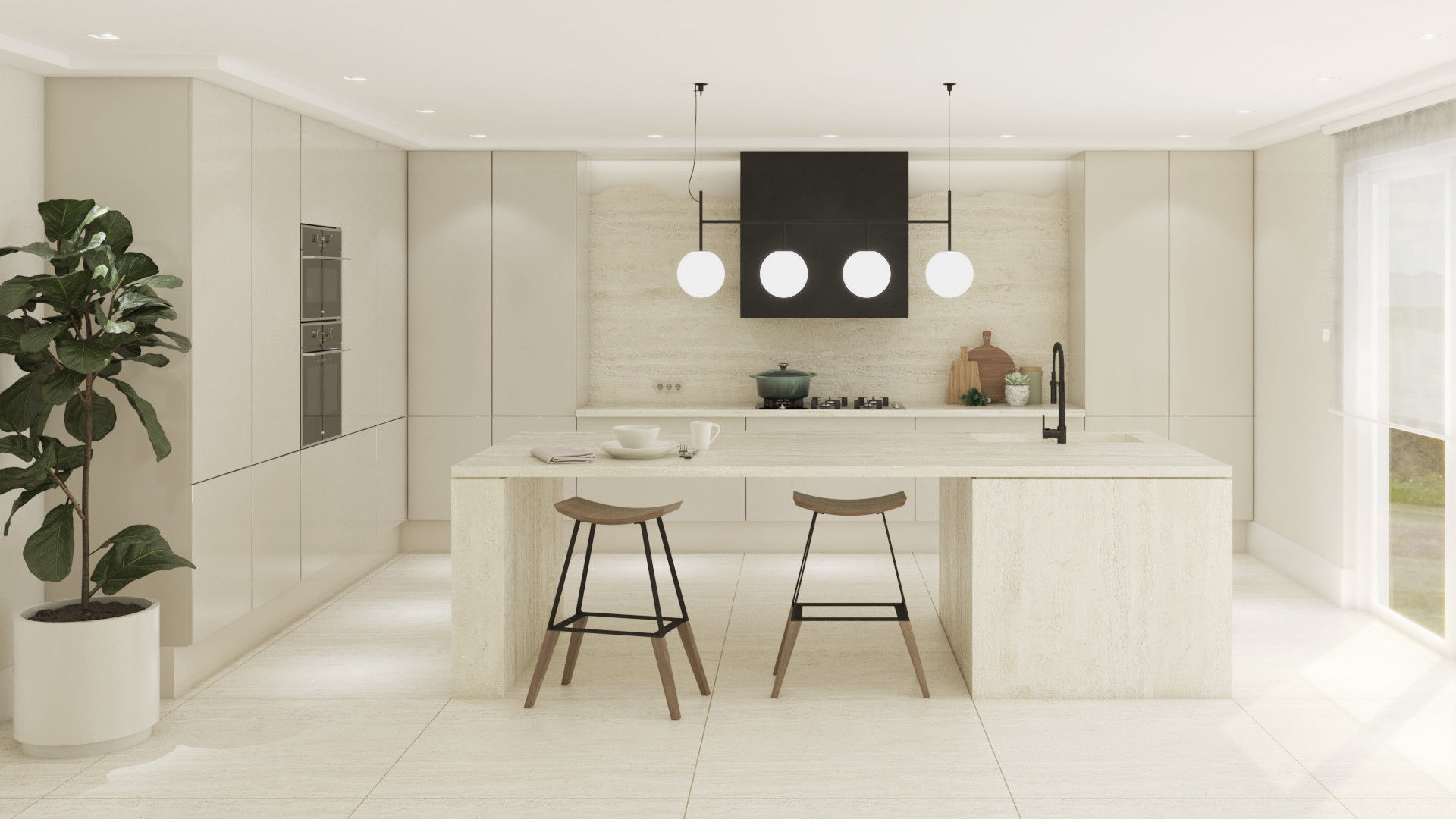 Cozinha NURE Interiores Cozinhas modernas Luxo, cores neutras,requinte,preto,bege,mármore,conforto,moderno,clean,cozinha