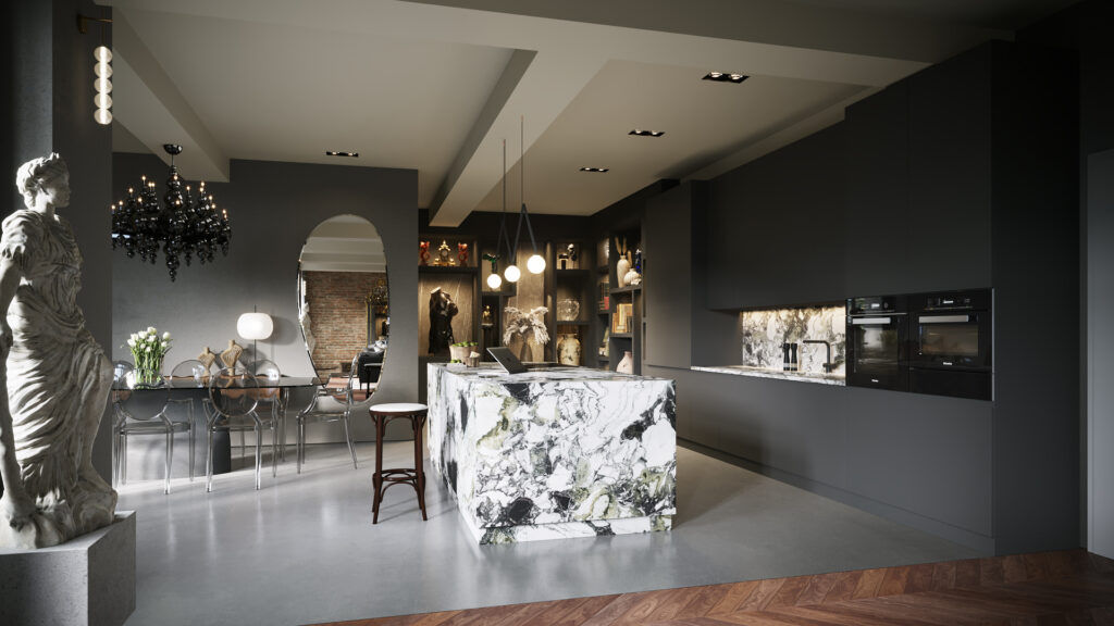 Berliner Lofts, Lux Design Living Interior Design Lux Design Living Interior Design Cucina moderna Marmo Metallizzato/Argento
