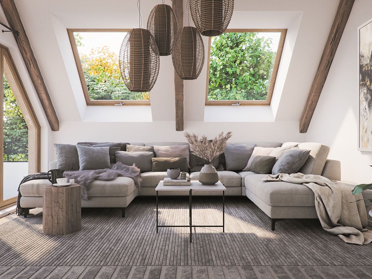 Dachgeschosswohnung einrichten, Homepoet GmbH Homepoet GmbH Ruang Keluarga Modern Sofas & armchairs