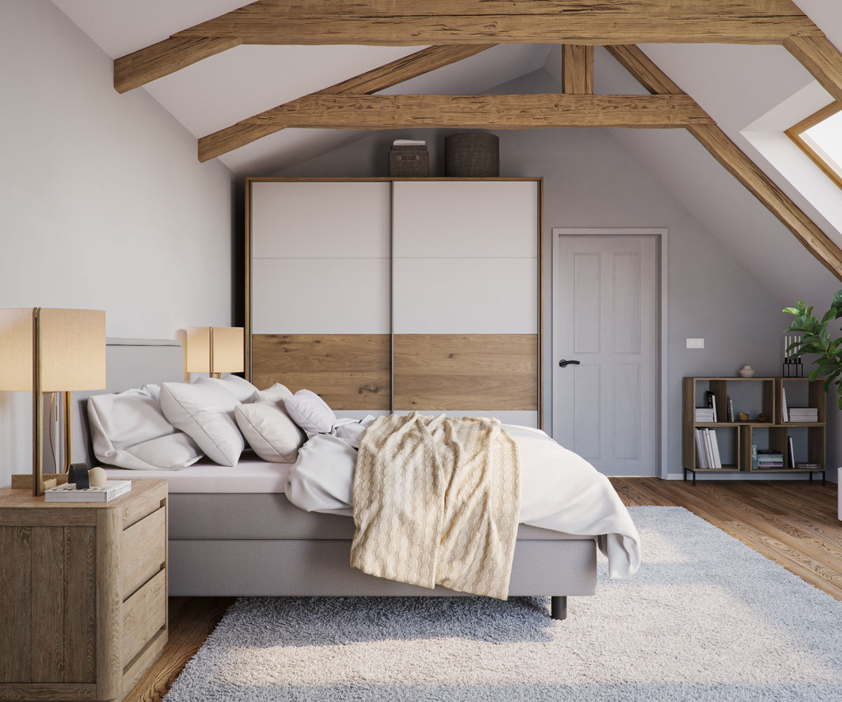 Dachgeschosswohnung einrichten, Homepoet GmbH Homepoet GmbH Kamar Tidur Modern Beds & headboards