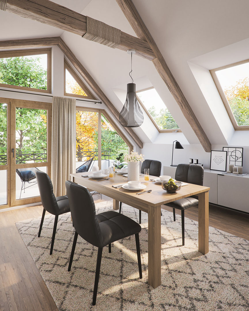 Dachgeschosswohnung einrichten, Homepoet GmbH Homepoet GmbH Modern dining room Tables