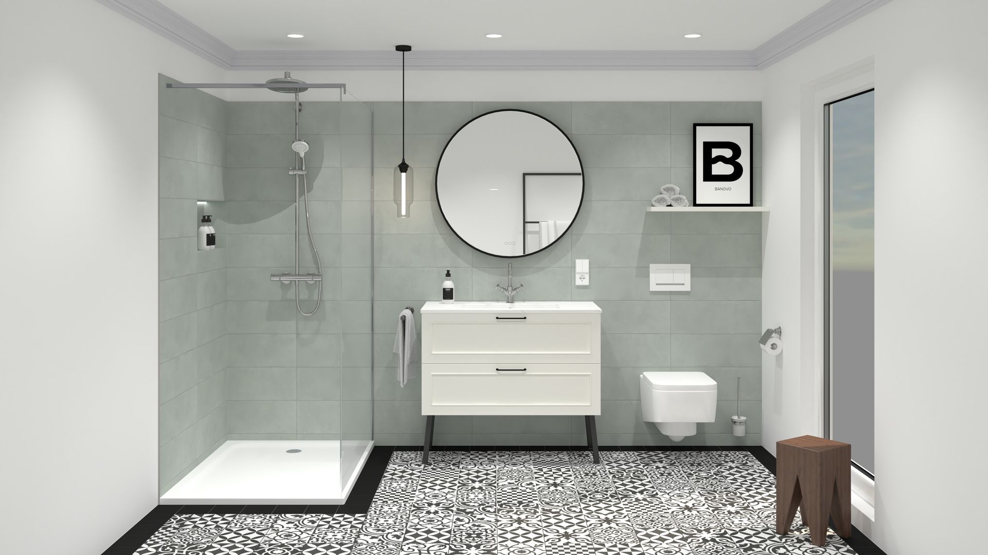 Individuelles Duschbad im Retro-Stil, BANOVO GmbH BANOVO GmbH Eclectic style bathrooms