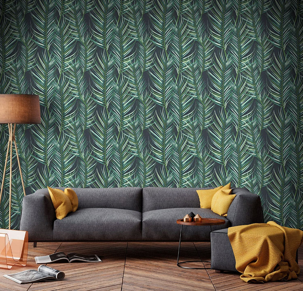 Green wallpaper with leaves design, Press profile homify Press profile homify Tropical style walls & floors